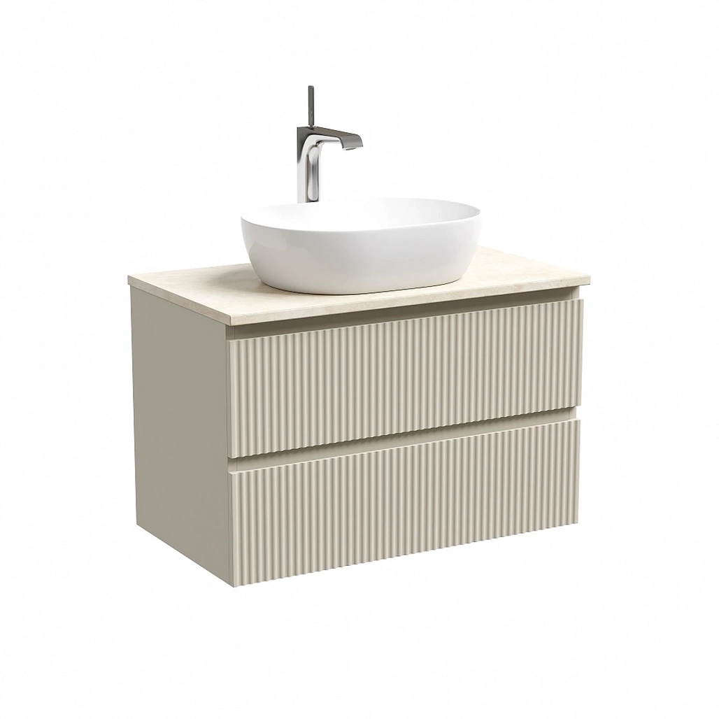 Тумба под столешницу Sancos Сноб Р / Snob R 79x44,5x50 подвесная, бежевый матовый / beige soft, столешница с отверстием под смеситель, креман / kreman — МЕБ009748 — фото 1