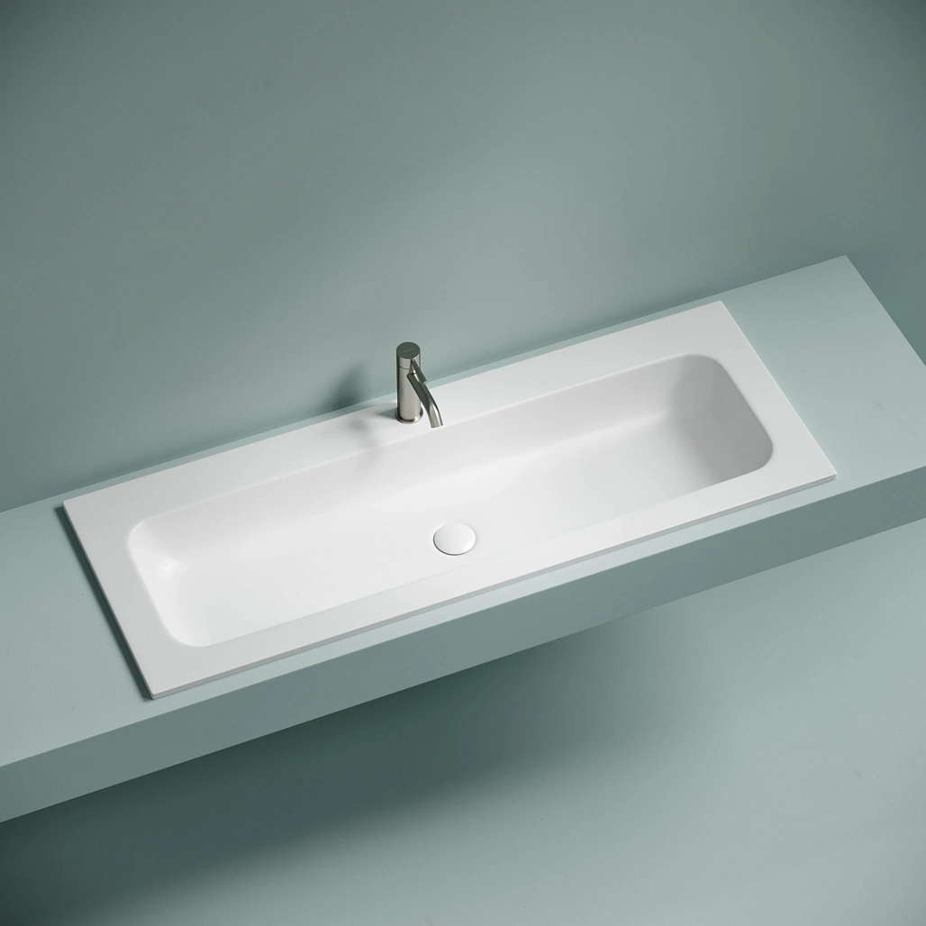 Раковина мебельная Ceramicanova Грация / Grace 121x45,7x13,7 без перелива, с отверстием под смеситель, прямоугольная, белый матовый — РАК010007 — фото 4