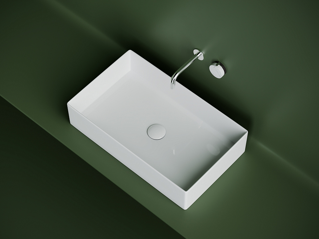 Раковина накладная прямоугольная Ceramicanova Элемент (Element) 601x361x130, цвет белый, CN6070