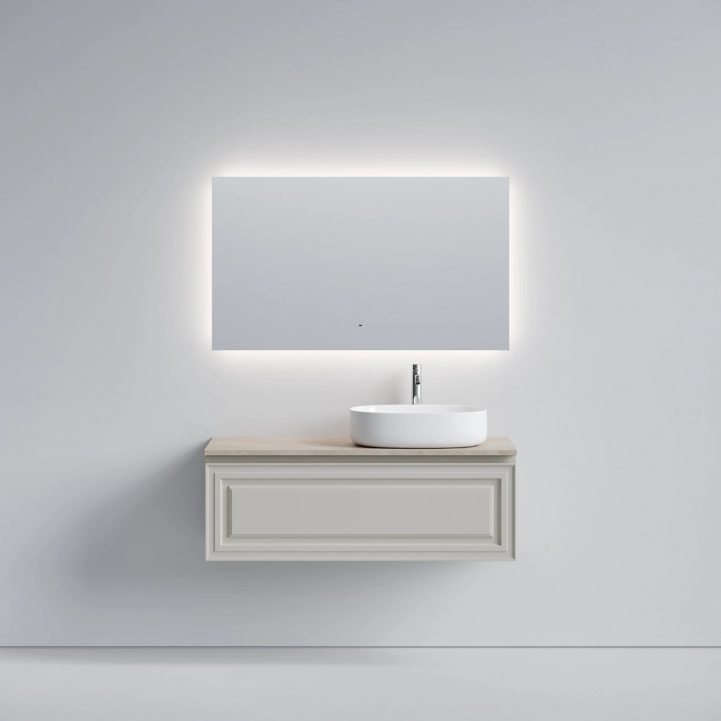 Тумба под столешницу Sancos Самая / Very 119,5x44,5x40,6 правая, подвесная, бежевый матовый / beige soft, столешница с отверстием под смеситель, креман / kreman — МЕБ009715 — фото 2