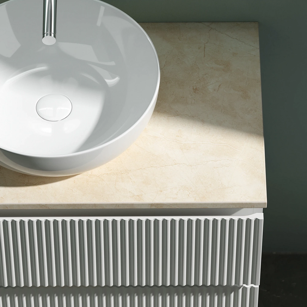 Тумба под столешницу Sancos Сноб Р / Snob R 79x44,5x50 подвесная, белый матовый / bianco, столешница без отверстия под смеситель, креман / kreman — МЕБ009752 — фото 8