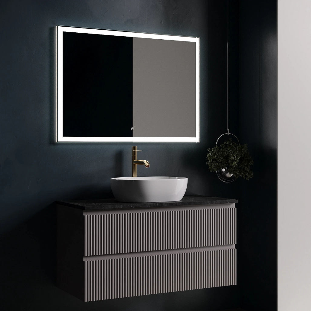 Тумба под столешницу Sancos Сноб Р / Snob R 99,5x44,5x50 подвесная, белый матовый / bianco, столешница с отверстием под смеситель, черное небо / black sky — МЕБ009492 — фото 4