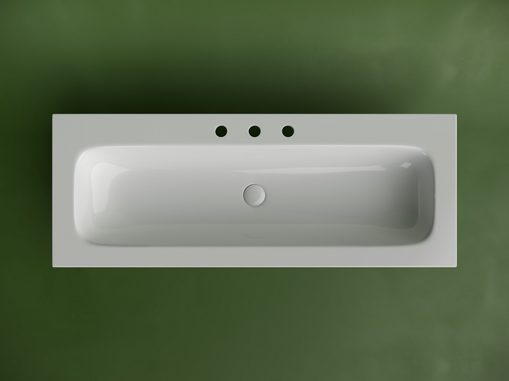 Раковина мебельная Ceramicanova Грация / Grace 121x45,7x13,7 без перелива, с тремя отверстиями под смеситель, прямоугольная, белый — РАК009999 — фото 3