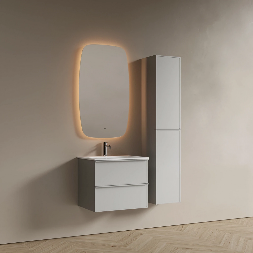 Тумба под раковину Sancos Вельта / Velta 59x44,5x50 подвесная, два ящика, тёплый серый — МЕБ009443 — фото 3