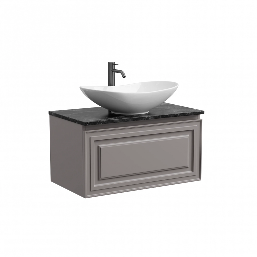 Тумба под столешницу Sancos Самая / Very 79x44,5x40,6 подвесная, пыльная роза / doha soft, столешница с отверстием под смеситель, черное небо / black sky — МЕБ009644 — фото 1
