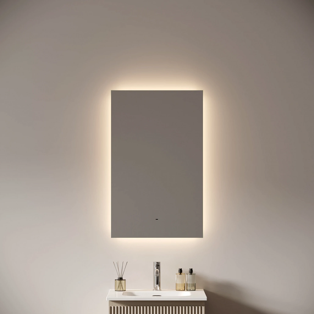 Зеркало Sancos Поле 2.0 / Square 2.0 50x80 светодиодная подсветка 2700K/4000K/5000K, антизапотевание, управление взмахом руки, диммируемая регулировка подсветки — ЗЕР010404 — фото 5