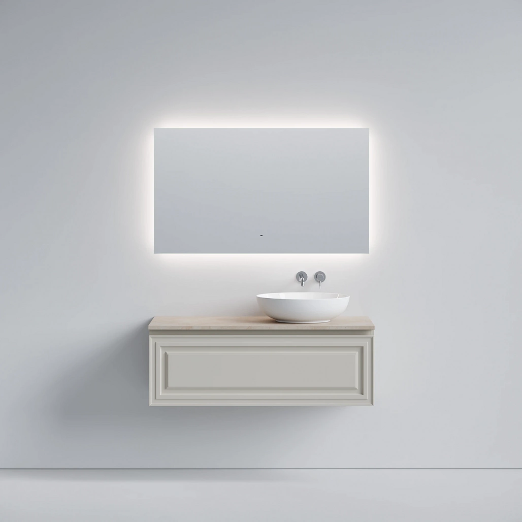 Тумба под столешницу Sancos Самая / Very 119,5x44,5x40,6 правая, подвесная, бежевый матовый / beige soft, столешница без отверстия под смеситель, креман / kreman — МЕБ009713 — фото 2