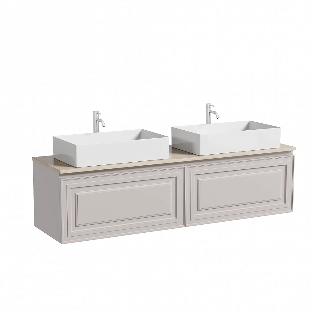 Тумба под столешницу Sancos Самая / Very 79x44,5x40,6 подвесная, пыльная роза / doha soft, столешница 160 см, с отверстием под смеситель, креман / kreman — МЕБ009738 — фото 1