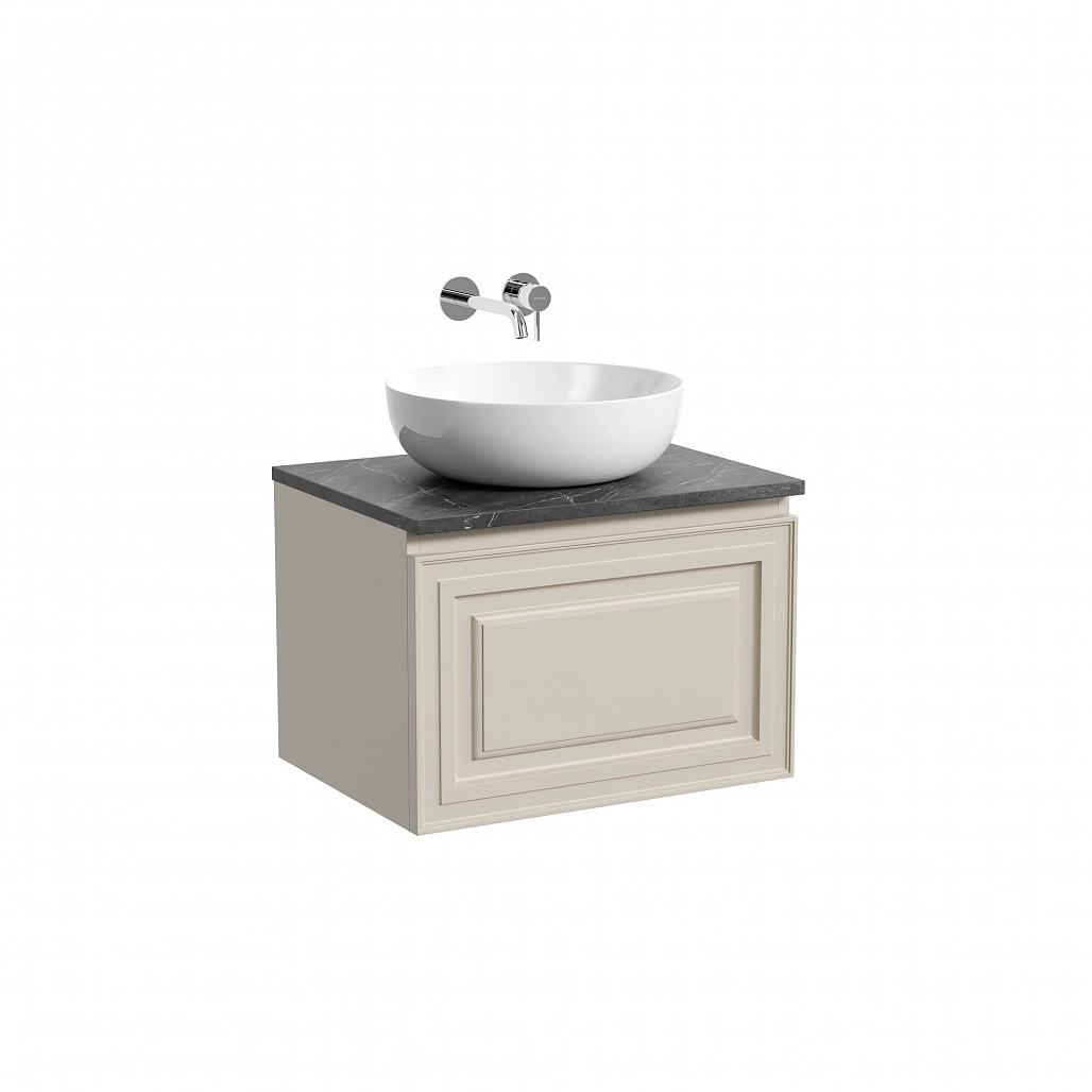 Тумба под столешницу Sancos Самая / Very 59x44,5x40,6 подвесная, бежевый матовый / beige soft, столешница без отверстия под смеситель, черное небо / black sky — МЕБ009677 — фото 1