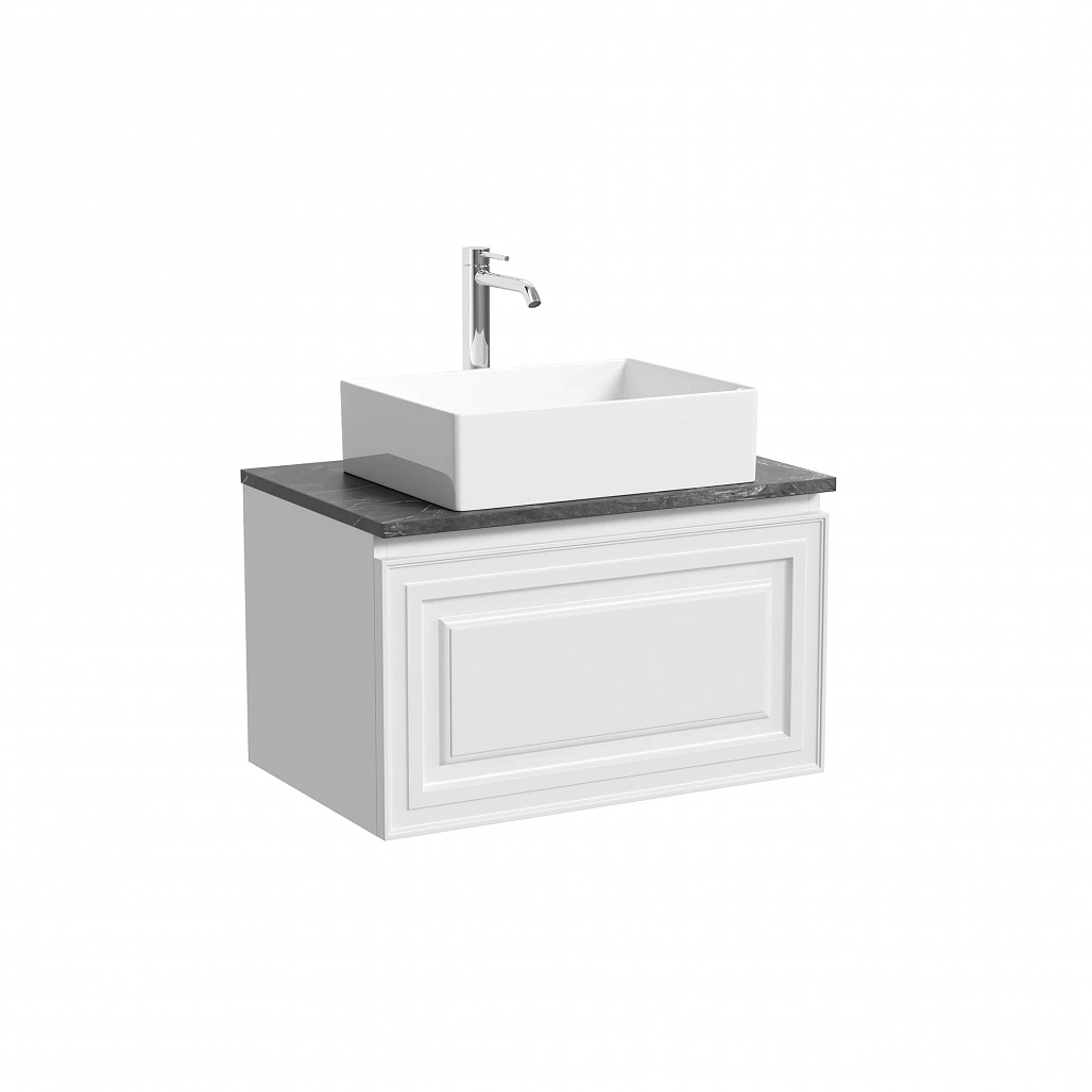 Тумба под столешницу Sancos Самая / Very 69x44,5x40,6 подвесная, белый матовый / bianco, столешница с отверстием под смеситель, черное небо / black sky — МЕБ009663 — фото 1