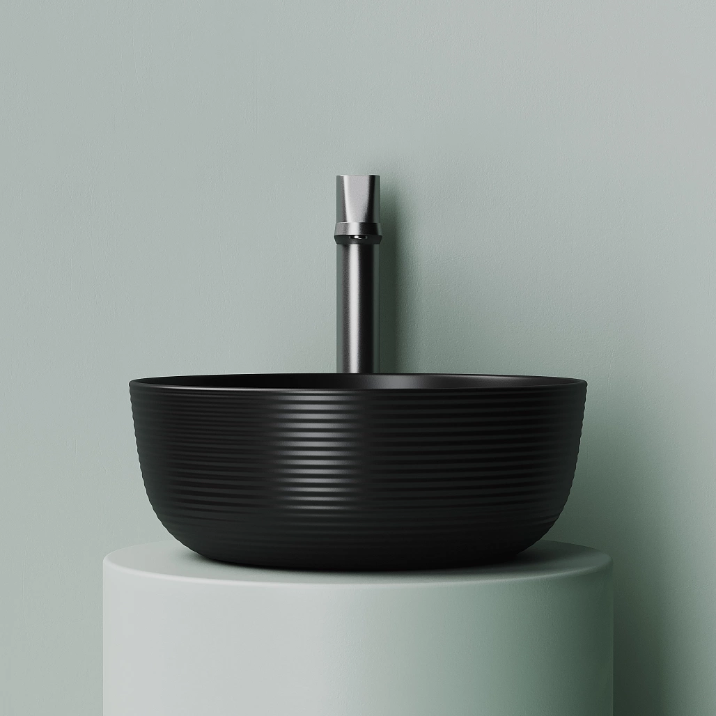Раковина накладная Ceramicanova Элемент / Element 35,6x35,6x13,5 без перелива, круглая, черный матовый — РАК010093 — фото 3