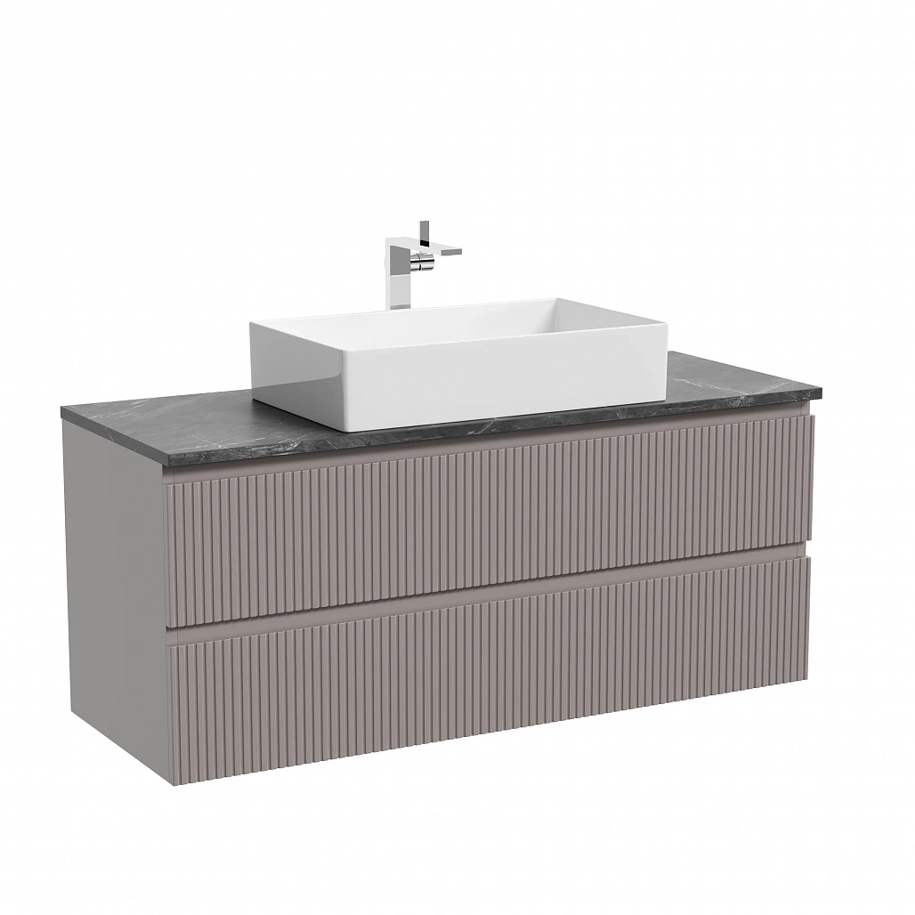 Тумба под столешницу Sancos Сноб T / Snob T 119,5x44,5x50 подвесная, пыльная роза / doha soft, столешница с отверстием под смеситель, черное небо / black sky — МЕБ009931 — фото 1