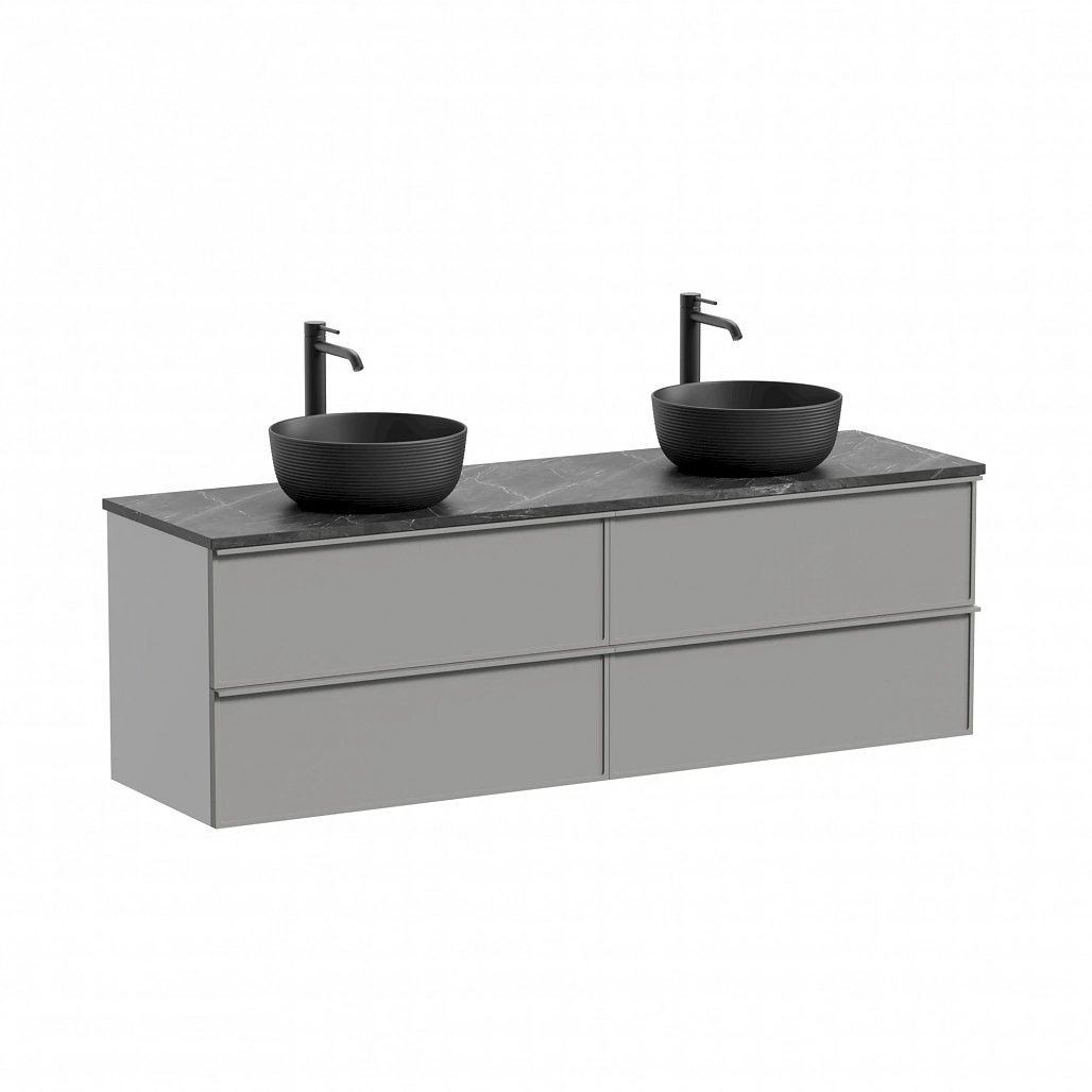 Тумба под столешницу Sancos Вельта / Velta 79x44,5x50 подвесная, тёплый серый, столешница 160 см, с отверстием под смеситель, черное небо / black sky — МЕБ009963 — фото 1