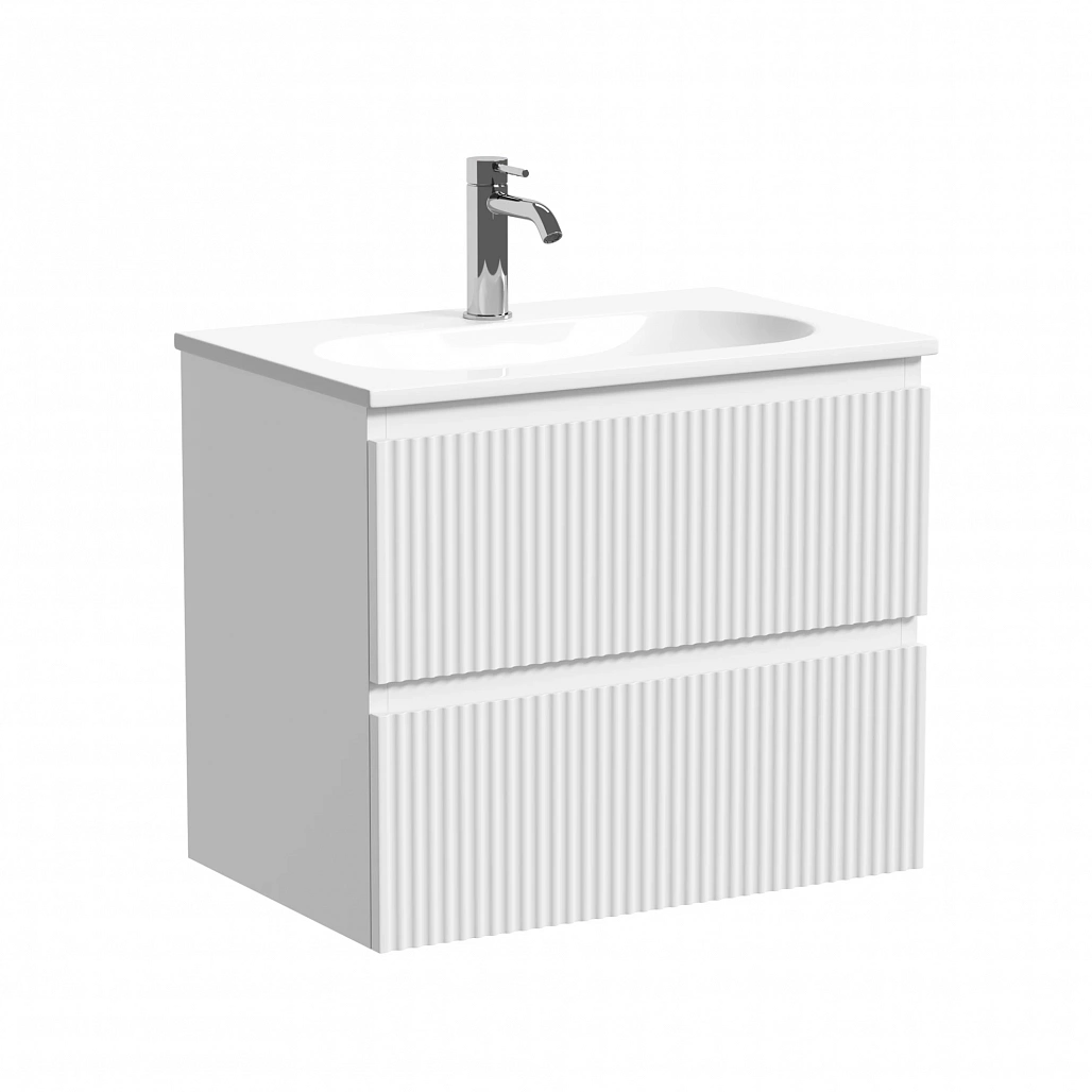 Тумба под раковину Sancos Сноб Р 390 / Snob R 390 59x39x50 подвесная, два ящика, белый матовый / bianco — МЕБ009284 — фото 1
