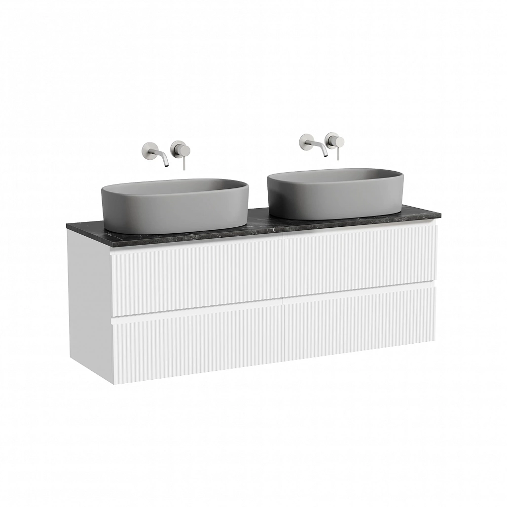 Тумба под столешницу Sancos Сноб Р / Snob R 69x44,5x50 подвесная, белый матовый / bianco, столешница 140 см, без отверстия под смеситель, черное небо / black sky — МЕБ009773 — фото 1