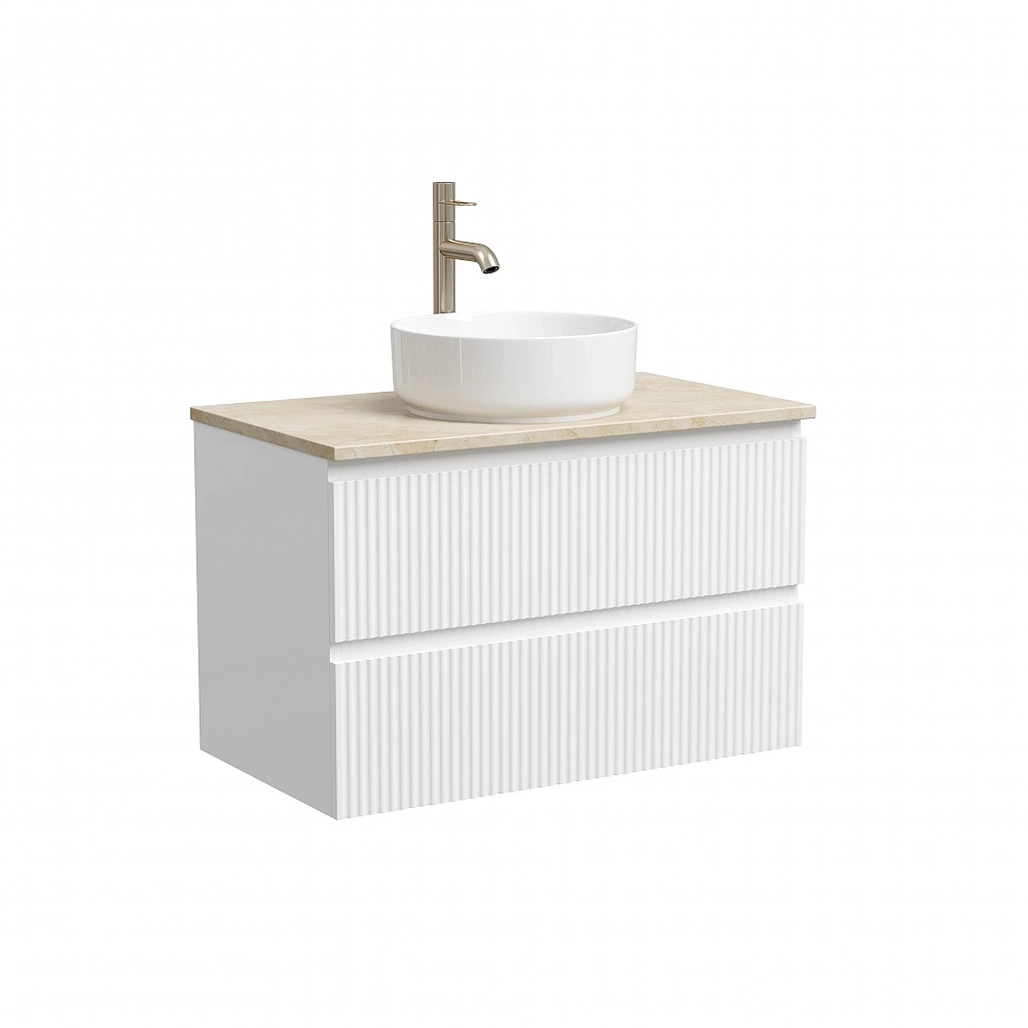 Тумба под столешницу Sancos Сноб Р / Snob R 79x44,5x50 подвесная, белый матовый / bianco, столешница с отверстием под смеситель, креман / kreman — МЕБ009754 — фото 1