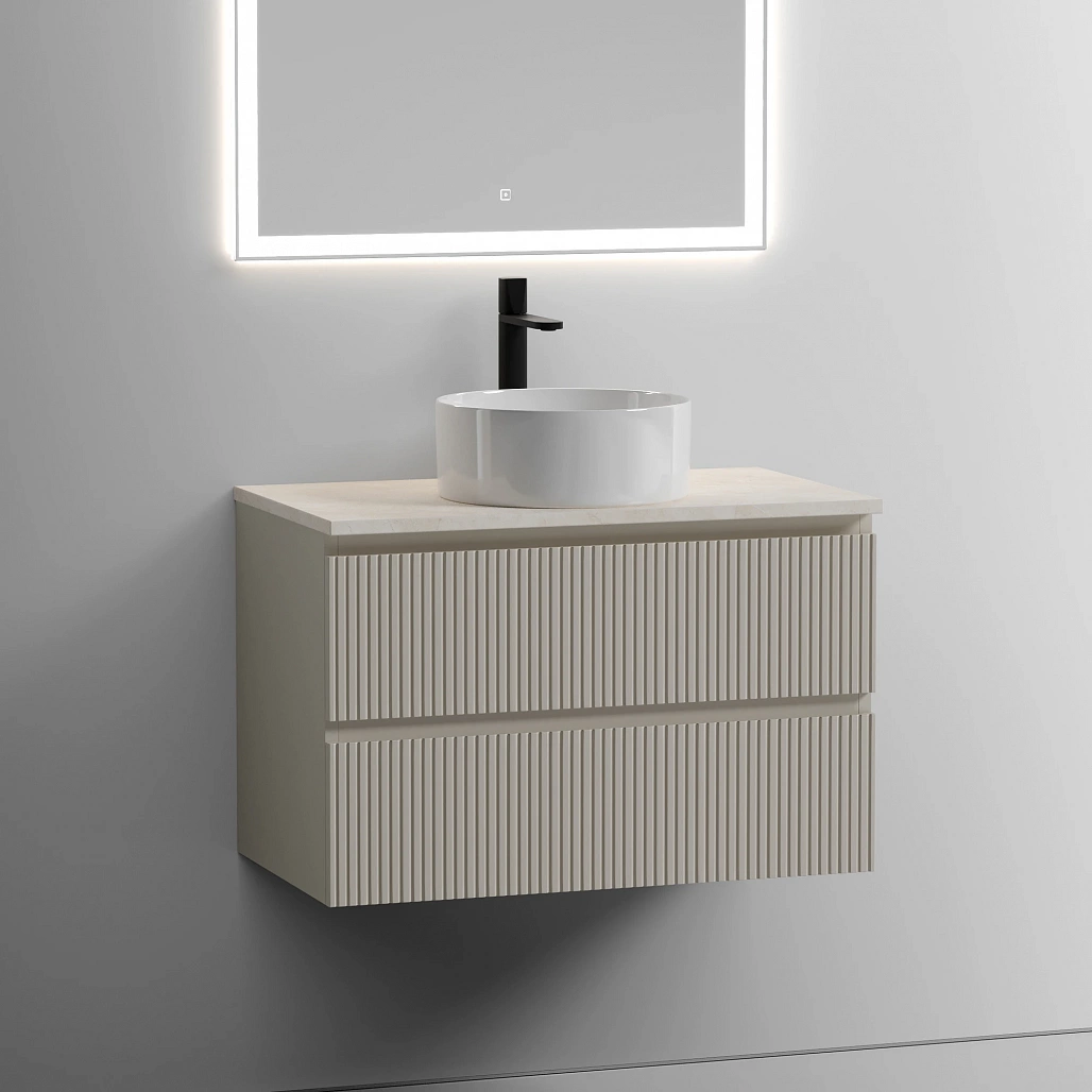 Тумба под столешницу Sancos Сноб T / Snob T 79x44,5x50 подвесная, бежевый матовый / beige soft, столешница с отверстием под смеситель, креман / kreman — МЕБ009863 — фото 2