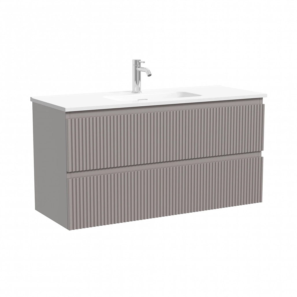 Тумба под раковину Sancos Сноб Р 390 / Snob R 390 99,5x39x50 подвесная, два ящика, пыльная роза / doha soft — МЕБ009307 — фото 1