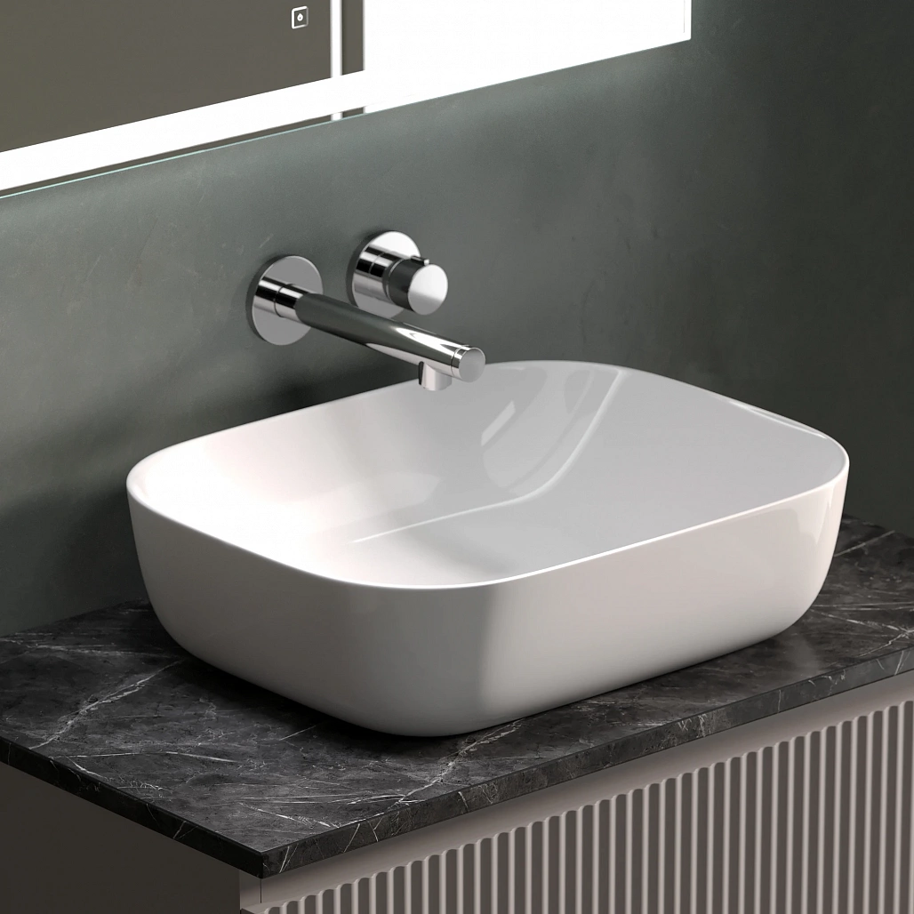 Тумба под столешницу Sancos Сноб Р / Snob R 79x44,5x50 подвесная, пыльная роза / doha soft, столешница без отверстия под смеситель, черное небо / black sky — МЕБ009758 — фото 7