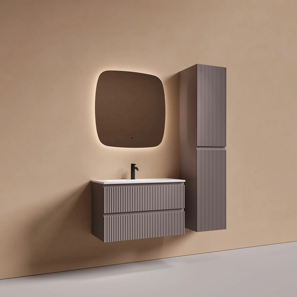 Тумба под раковину Sancos Сноб Р 390 / Snob R 390 79x39x50 подвесная, два ящика, пыльная роза / doha soft — МЕБ009288 — фото 4