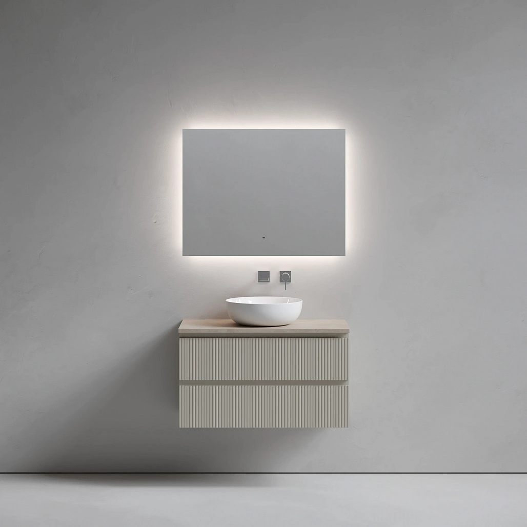 Тумба под столешницу Sancos Сноб T / Snob T 89x44,5x50 подвесная, бежевый матовый / beige soft, столешница без отверстия под смеситель, креман / kreman — МЕБ009924 — фото 2