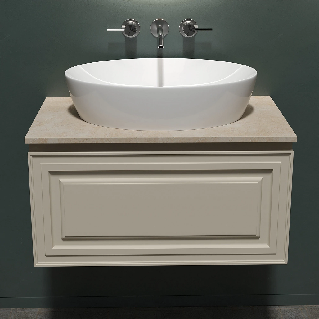 Тумба под столешницу Sancos Самая / Very 79x44,5x40,6 подвесная, бежевый матовый / beige soft, столешница без отверстия под смеситель, креман / kreman — МЕБ009969 — фото 5