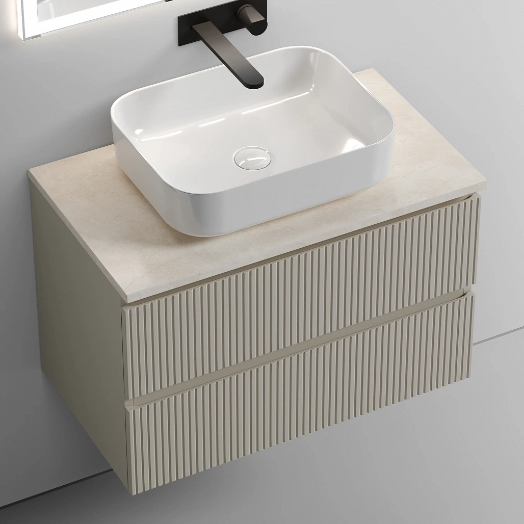 Тумба под столешницу Sancos Сноб T / Snob T 79x44,5x50 подвесная, бежевый матовый / beige soft, столешница без отверстия под смеситель, креман / kreman — МЕБ009493 — фото 7