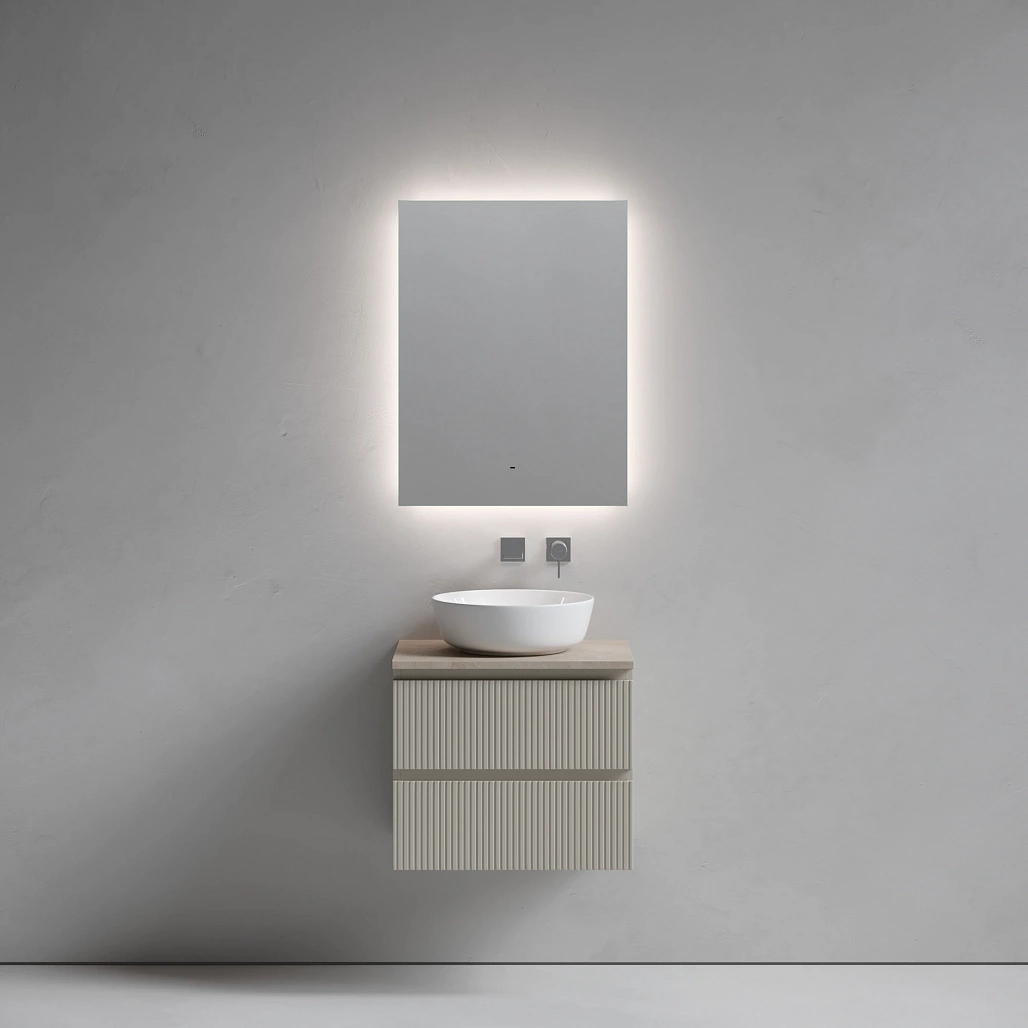 Тумба под столешницу Sancos Сноб T / Snob T 59x44,5x50 подвесная, бежевый матовый / beige soft, столешница без отверстия под смеситель, креман / kreman — МЕБ009909 — фото 2