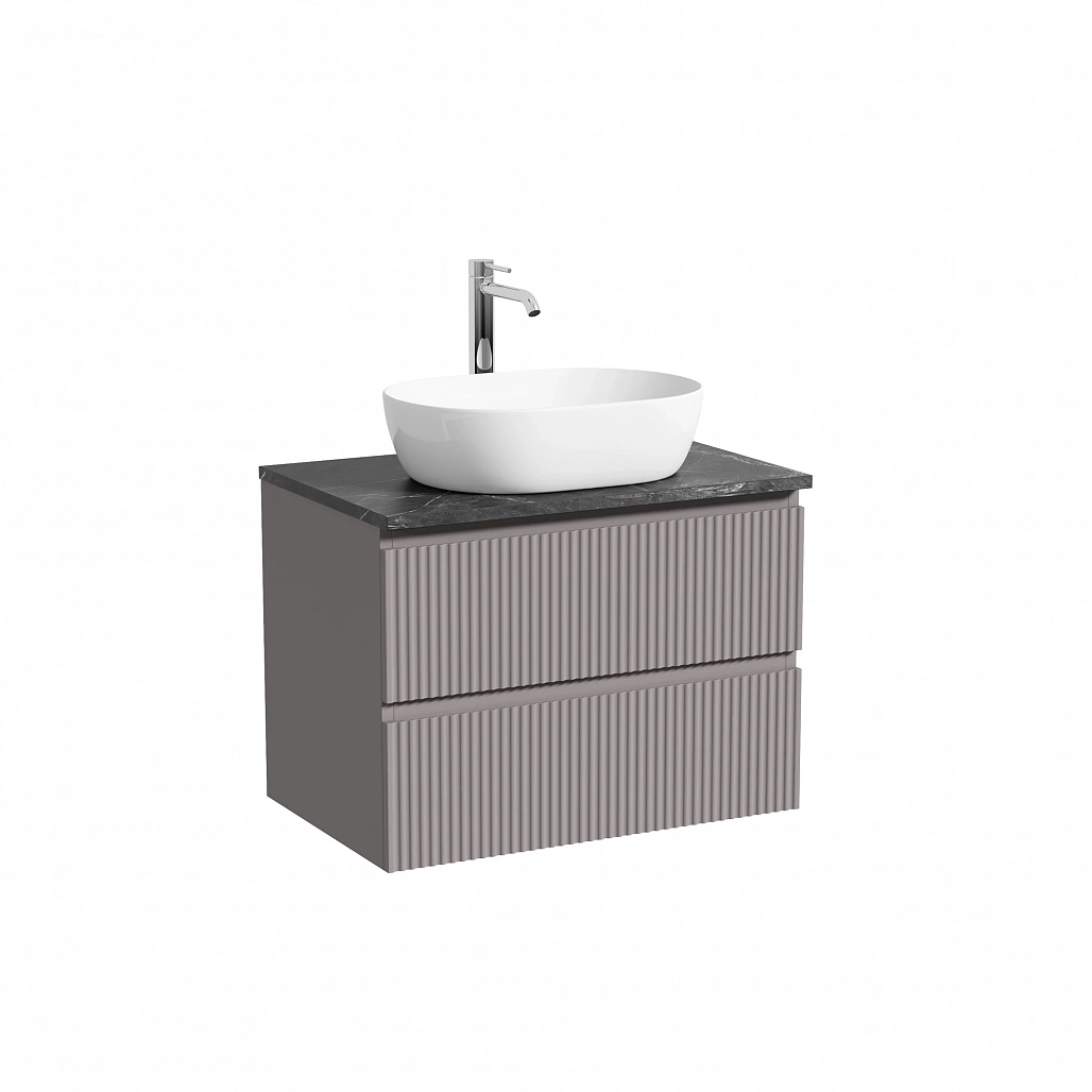 Тумба под столешницу Sancos Сноб Р / Snob R 69x44,5x50 подвесная, пыльная роза / doha soft, столешница с отверстием под смеситель, черное небо / black sky — МЕБ009851 — фото 1