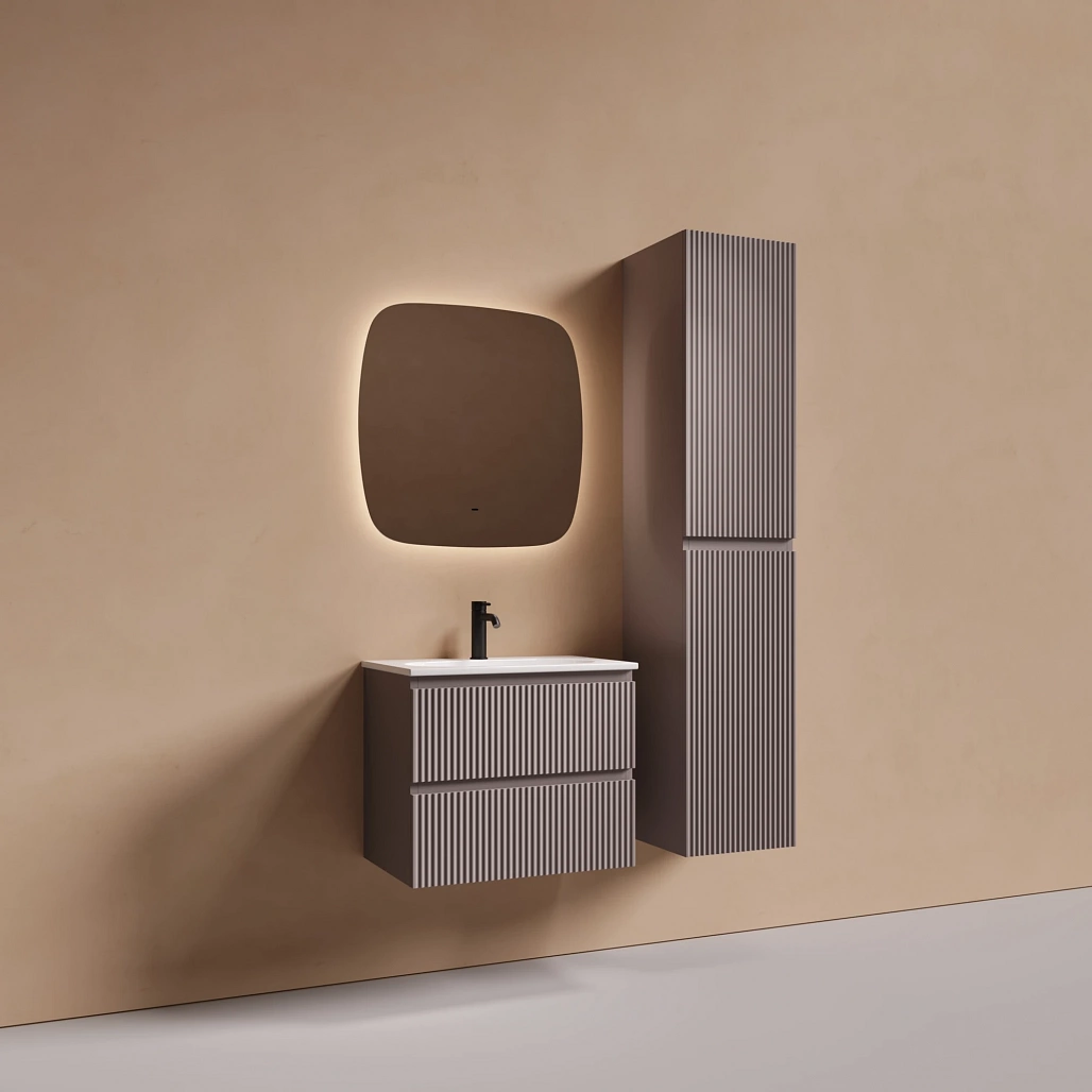 Тумба под раковину Sancos Сноб Р 390 / Snob R 390 59x39x50 подвесная, два ящика, пыльная роза / doha soft — МЕБ009285 — фото 4