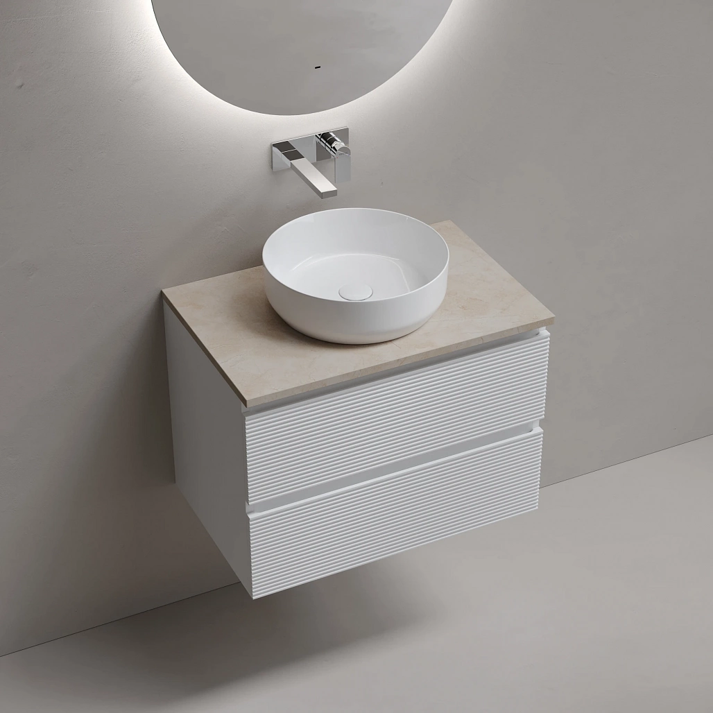 Тумба под столешницу Sancos Фолк / Folk 69x44,5x50 подвесная, белый матовый / bianco, столешница без отверстия под смеситель, креман / kreman — МЕБ009528 — фото 3