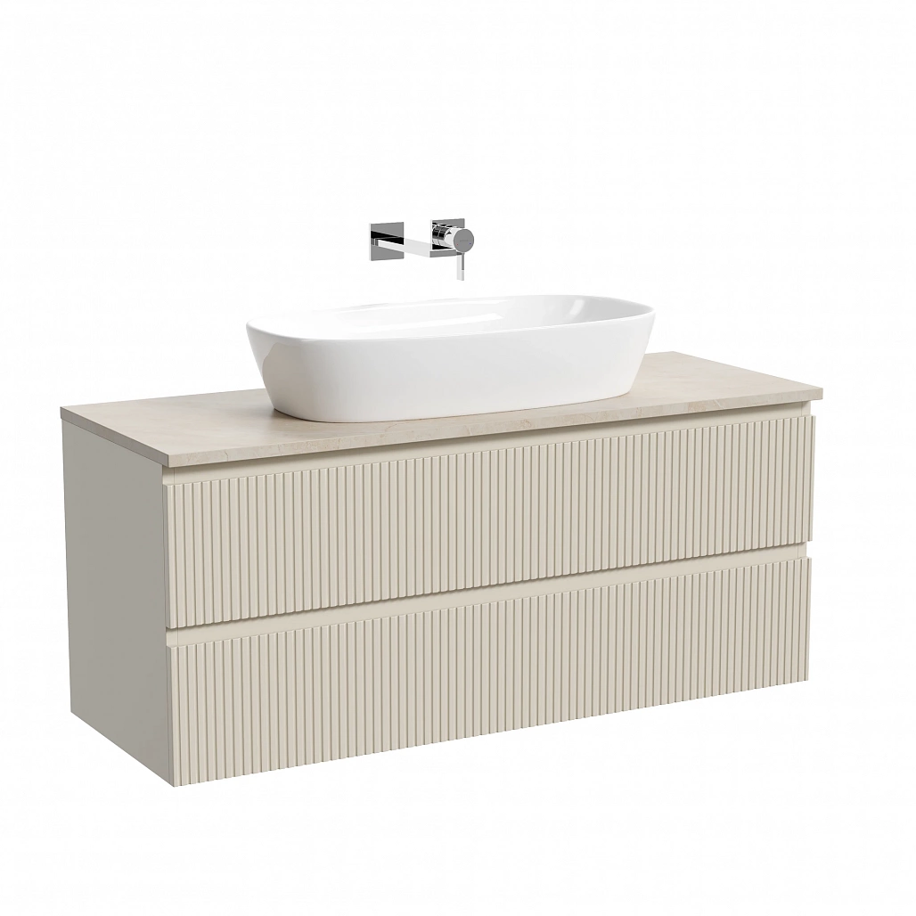 Тумба под столешницу Sancos Сноб T / Snob T 119,5x44,5x50 подвесная, бежевый матовый / beige soft, столешница без отверстия под смеситель, креман / kreman — МЕБ009905 — фото 1