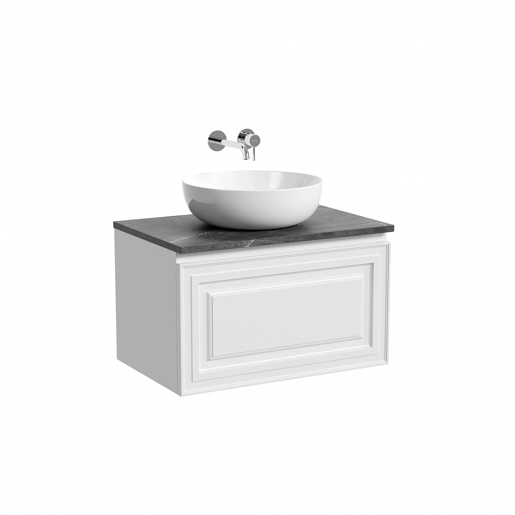 Тумба под столешницу Sancos Самая / Very 69x44,5x40,6 подвесная, белый матовый / bianco, столешница без отверстия под смеситель, черное небо / black sky — МЕБ009661 — фото 1