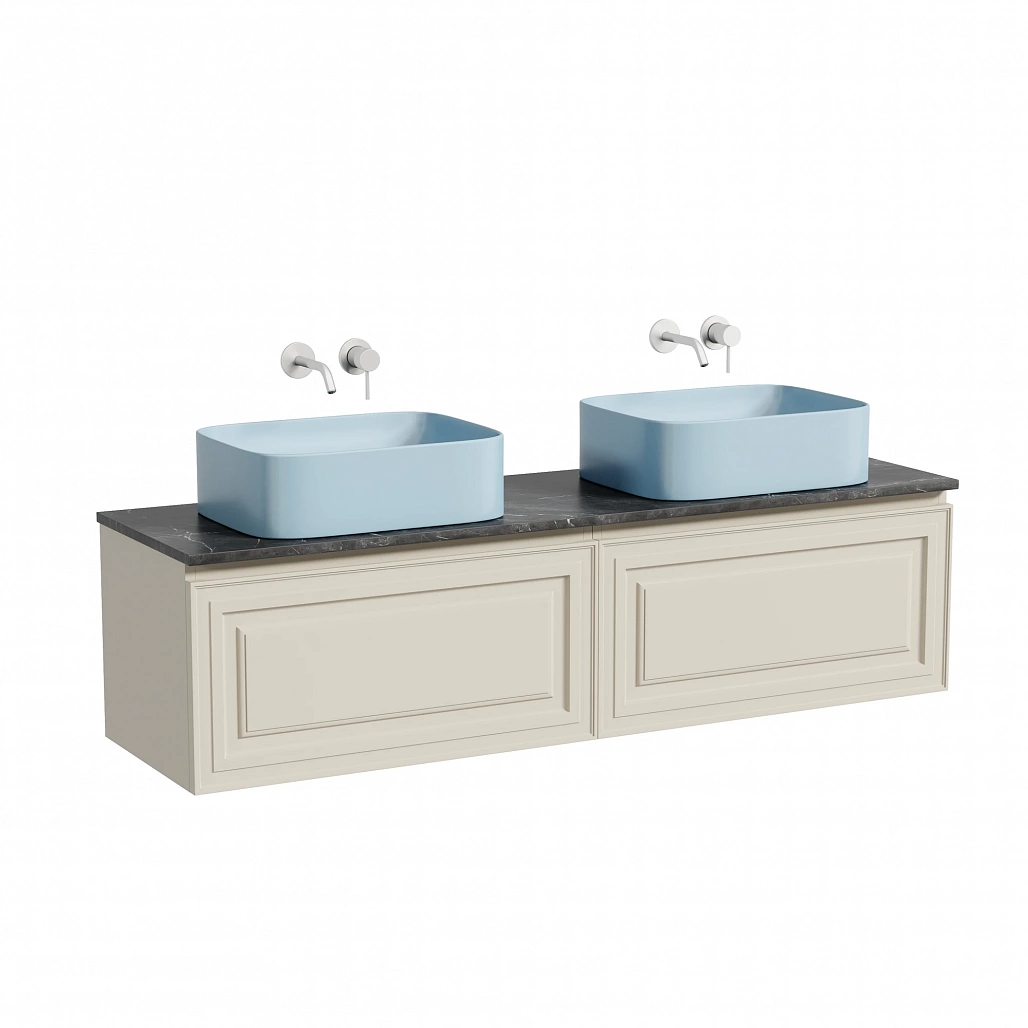 Тумба под столешницу Sancos Самая / Very 79x44,5x40,6 подвесная, бежевый матовый / beige soft, столешница 160 см, без отверстия под смеситель, черное небо / black sky — МЕБ009689 — фото 2
