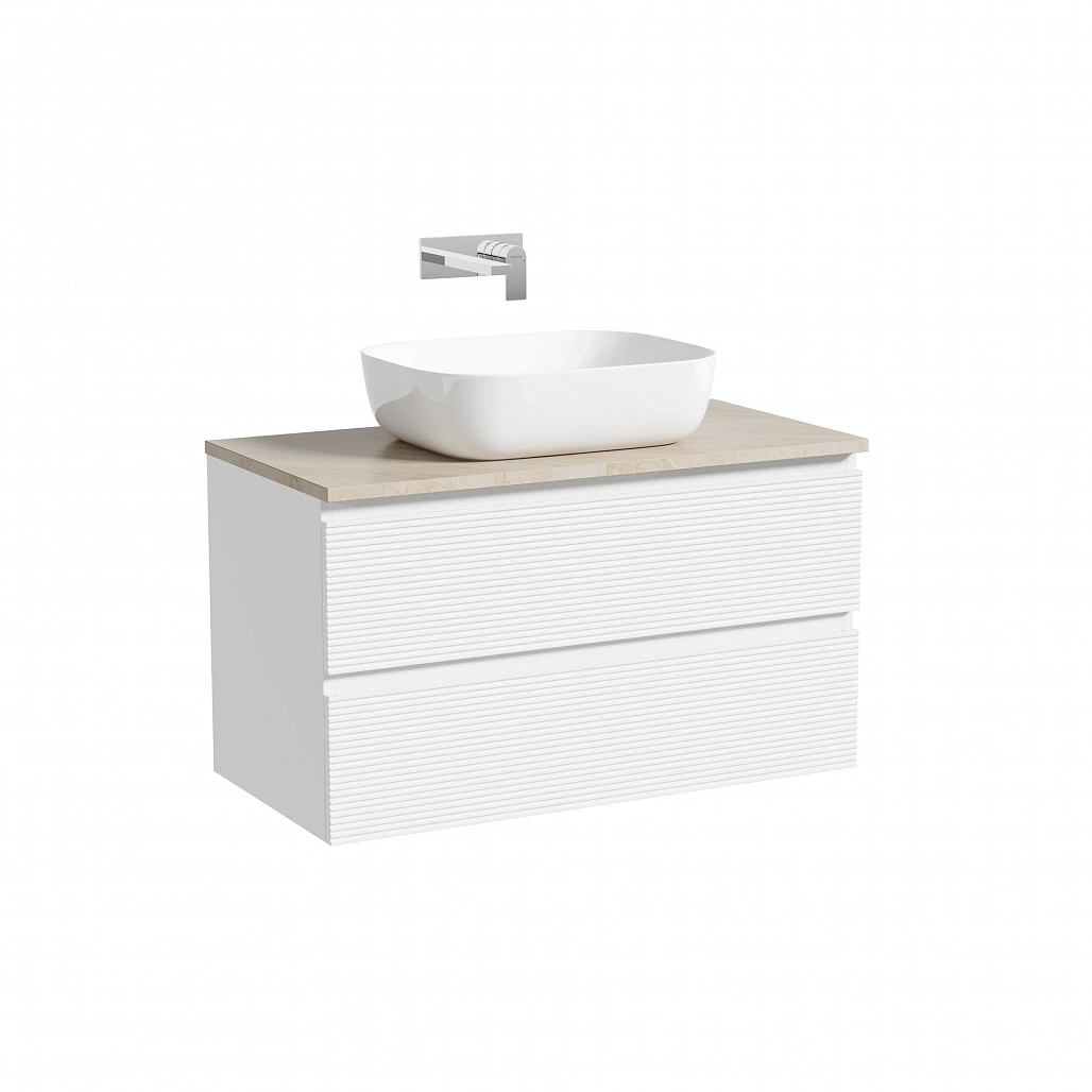 Тумба под столешницу Sancos Фолк / Folk 89x44,5x50 подвесная, белый матовый / bianco, столешница без отверстия под смеситель, креман / kreman — МЕБ009539 — фото 1