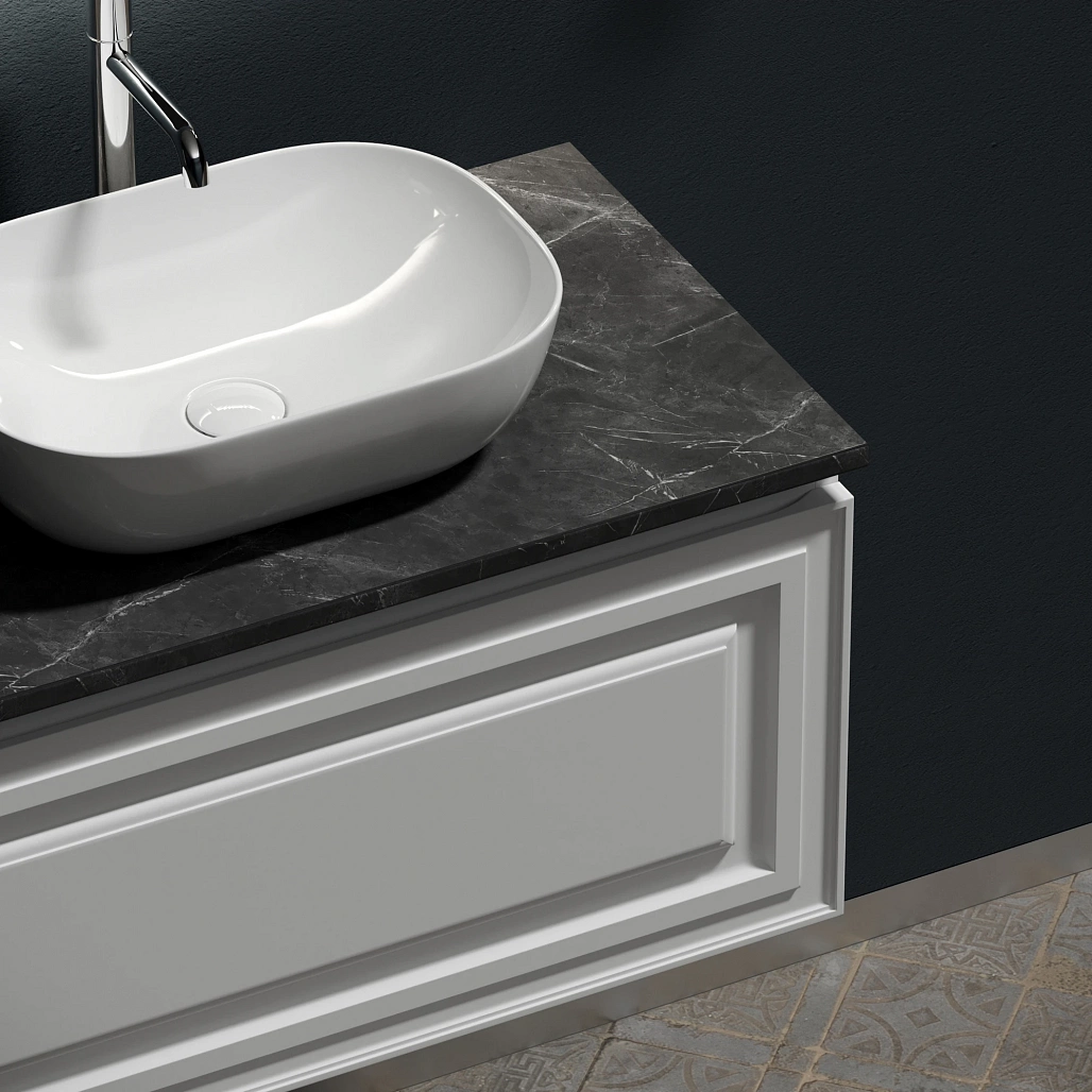 Тумба под столешницу Sancos Самая / Very 79x44,5x40,6 подвесная, белый матовый / bianco, столешница с отверстием под смеситель, черное небо / black sky — МЕБ009975 — фото 3