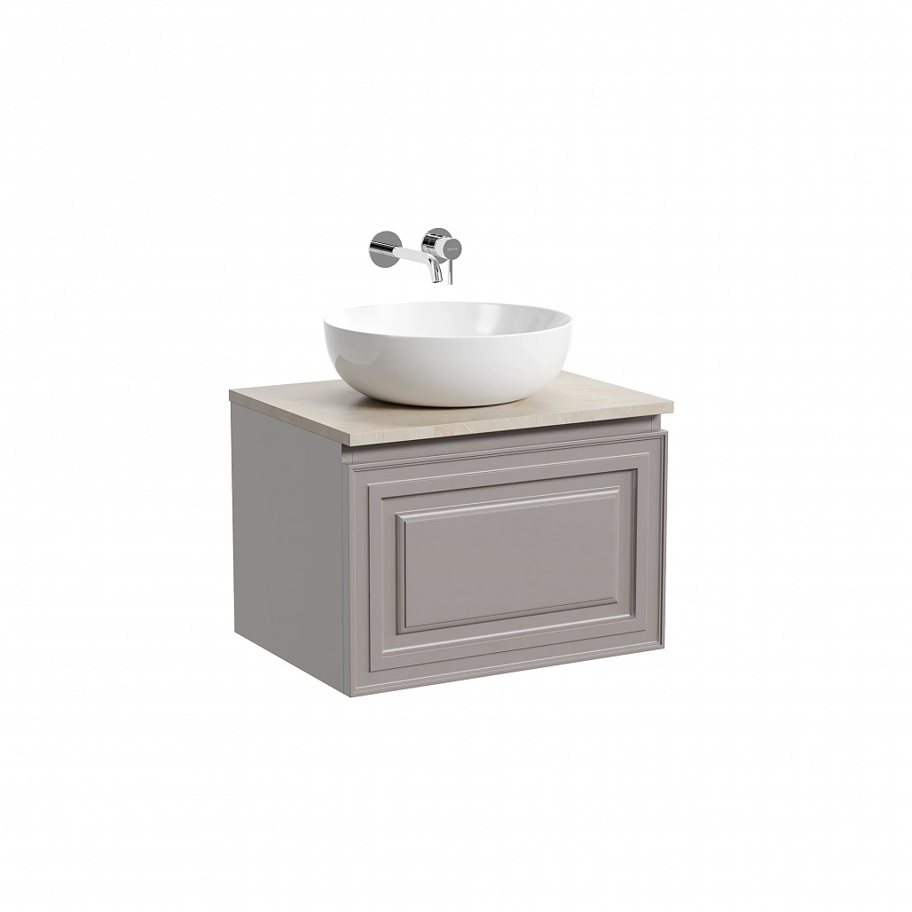 Тумба под столешницу Sancos Самая / Very 59x44,5x40,6 подвесная, пыльная роза / doha soft, столешница без отверстия под смеситель, креман / kreman — МЕБ009724 — фото 1