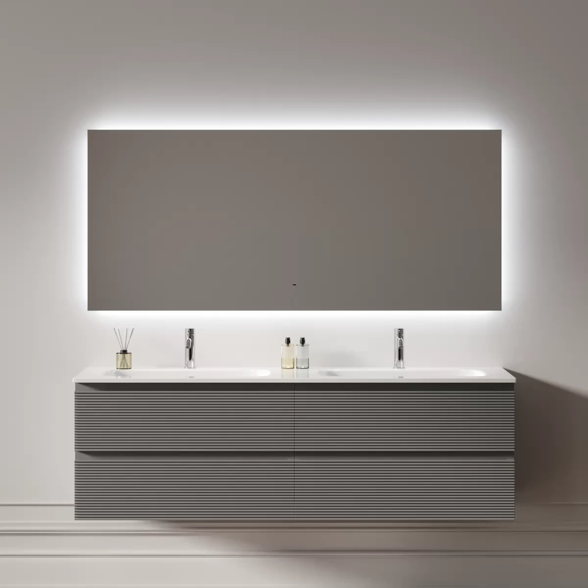 Зеркало Sancos Поле 2.0 / Square 2.0 160x80 светодиодная подсветка 2700K/4000K/5000K, управление взмахом руки, диммируемая регулировка подсветки — ЗЕР010417 — фото 2