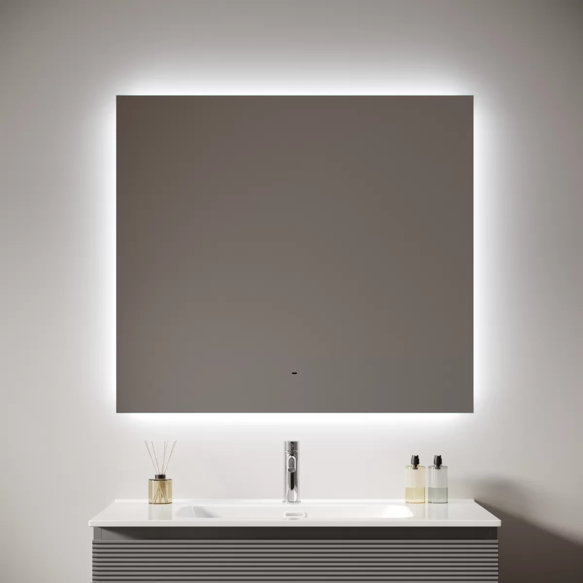 Зеркало Sancos Поле 2.0 / Square 2.0 90x70 светодиодная подсветка 2700K/4000K/5000K, антизапотевание, управление взмахом руки, диммируемая регулировка подсветки — ЗЕР010409 — фото 2