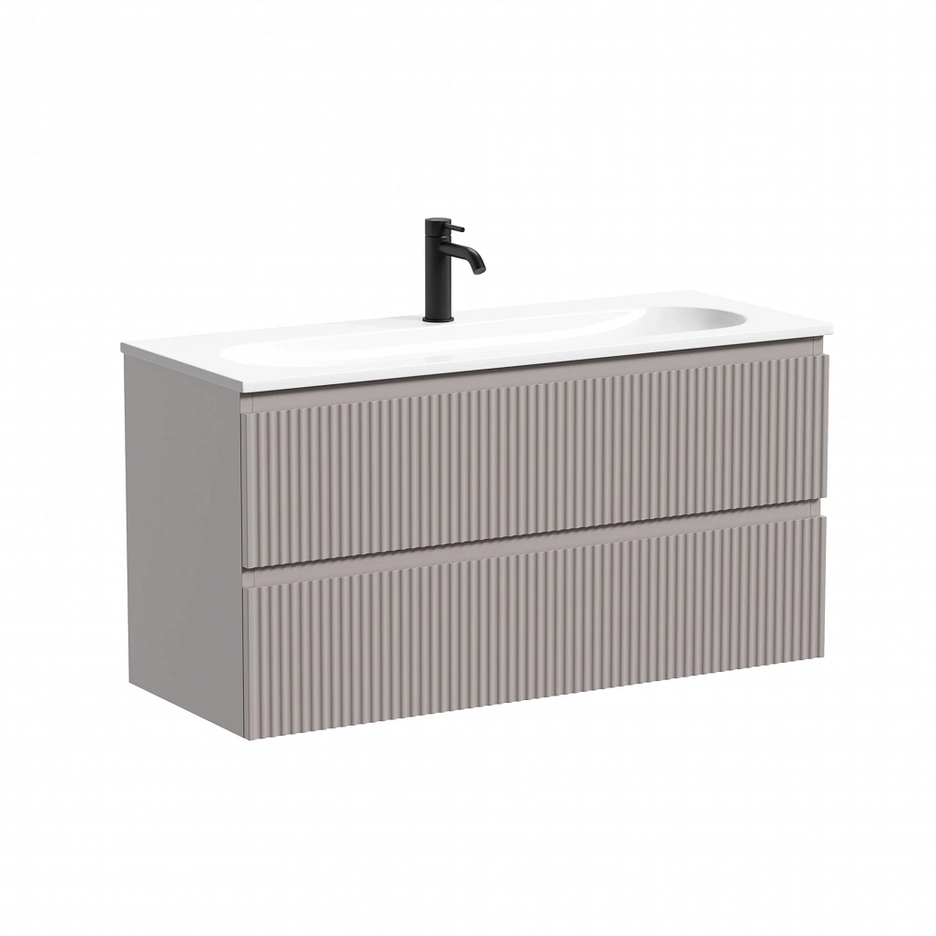 Тумба под раковину Sancos Сноб Р 390 / Snob R 390 99,5x39x50 подвесная, два ящика, пыльная роза / doha soft — МЕБ009291 — фото 1
