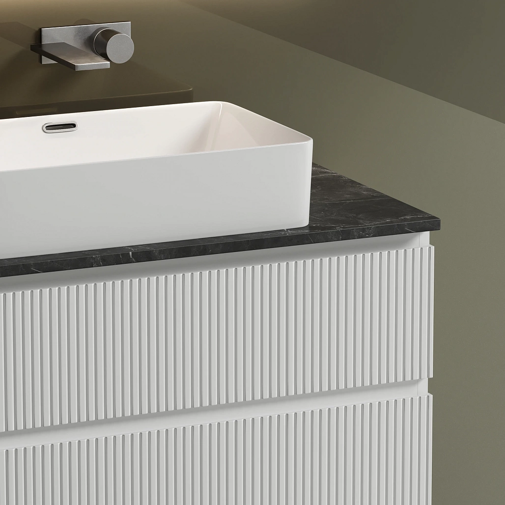 Тумба под столешницу Sancos Сноб T / Snob T 99,5x44,5x50 подвесная, белый матовый / bianco, столешница без отверстия под смеситель, черное небо / black sky — МЕБ009870 — фото 7