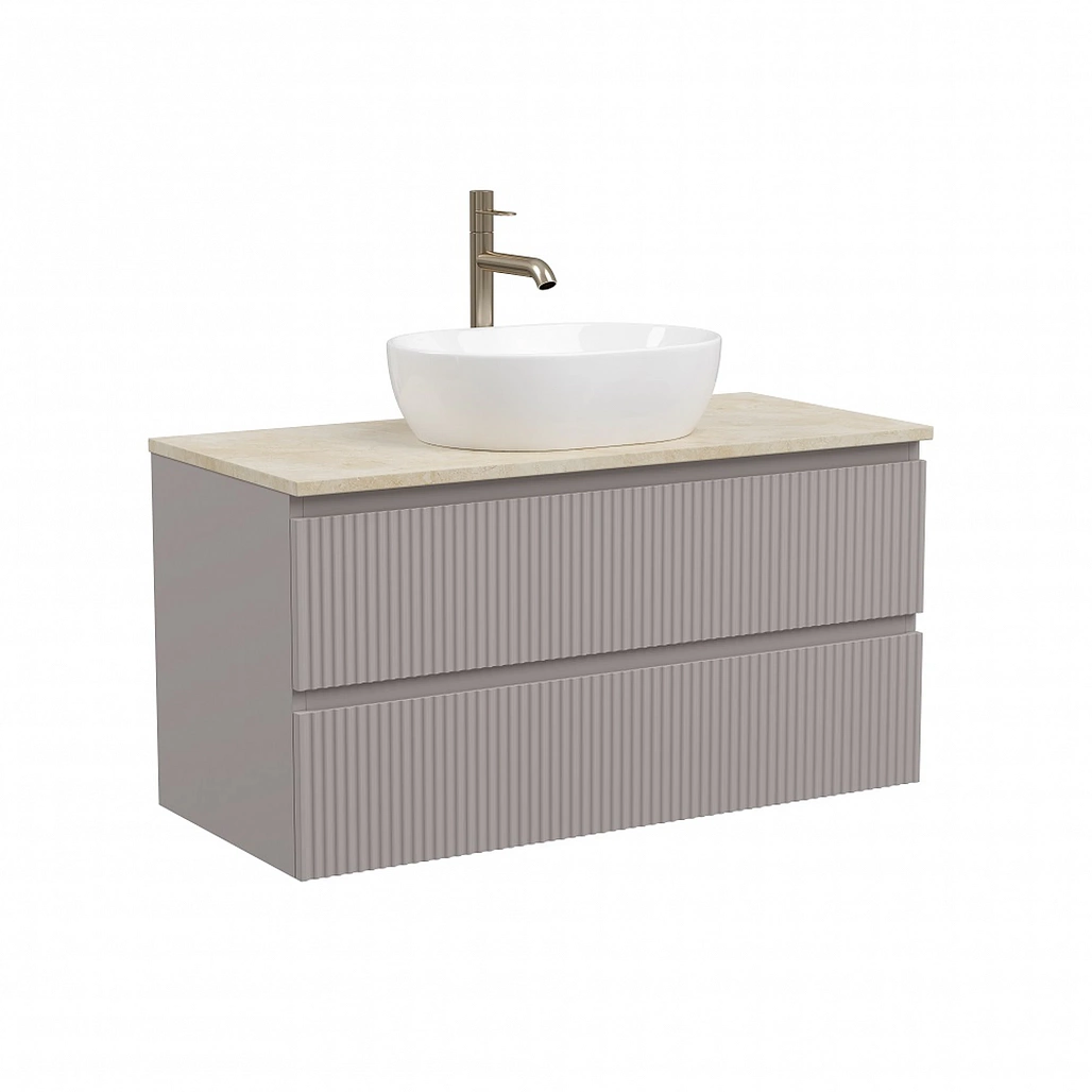 Тумба под столешницу Sancos Сноб Р / Snob R 99,5x44,5x50 подвесная, белый матовый / bianco, столешница с отверстием под смеситель, креман / kreman — МЕБ009763 — фото 1