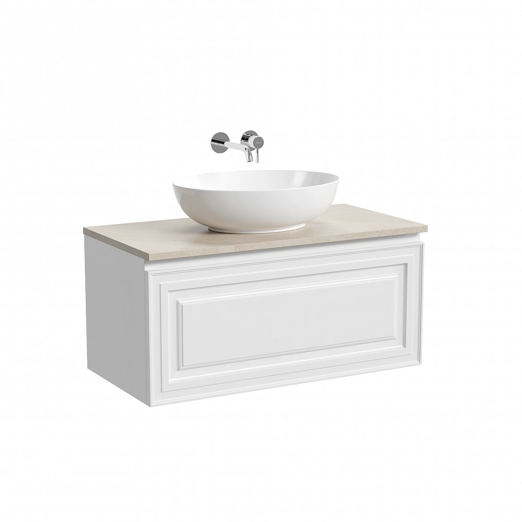 Тумба под столешницу Sancos Самая / Very 89x44,5x40,6 подвесная, белый матовый / bianco, столешница без отверстия под смеситель, креман / kreman — МЕБ009668 — фото 1