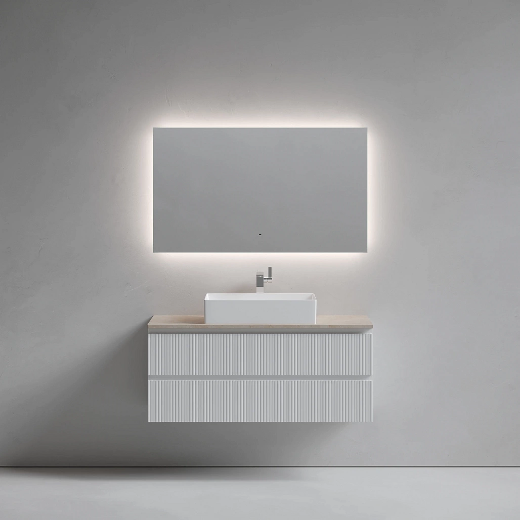 Тумба под столешницу Sancos Сноб T / Snob T 119,5x44,5x50 подвесная, белый матовый / bianco, столешница с отверстием под смеситель, креман / kreman — МЕБ009883 — фото 2