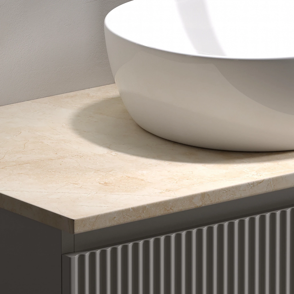 Тумба под столешницу Sancos Сноб Р / Snob R 79x44,5x50 подвесная, бежевый матовый / beige soft, столешница с отверстием под смеситель, креман / kreman — МЕБ009748 — фото 7