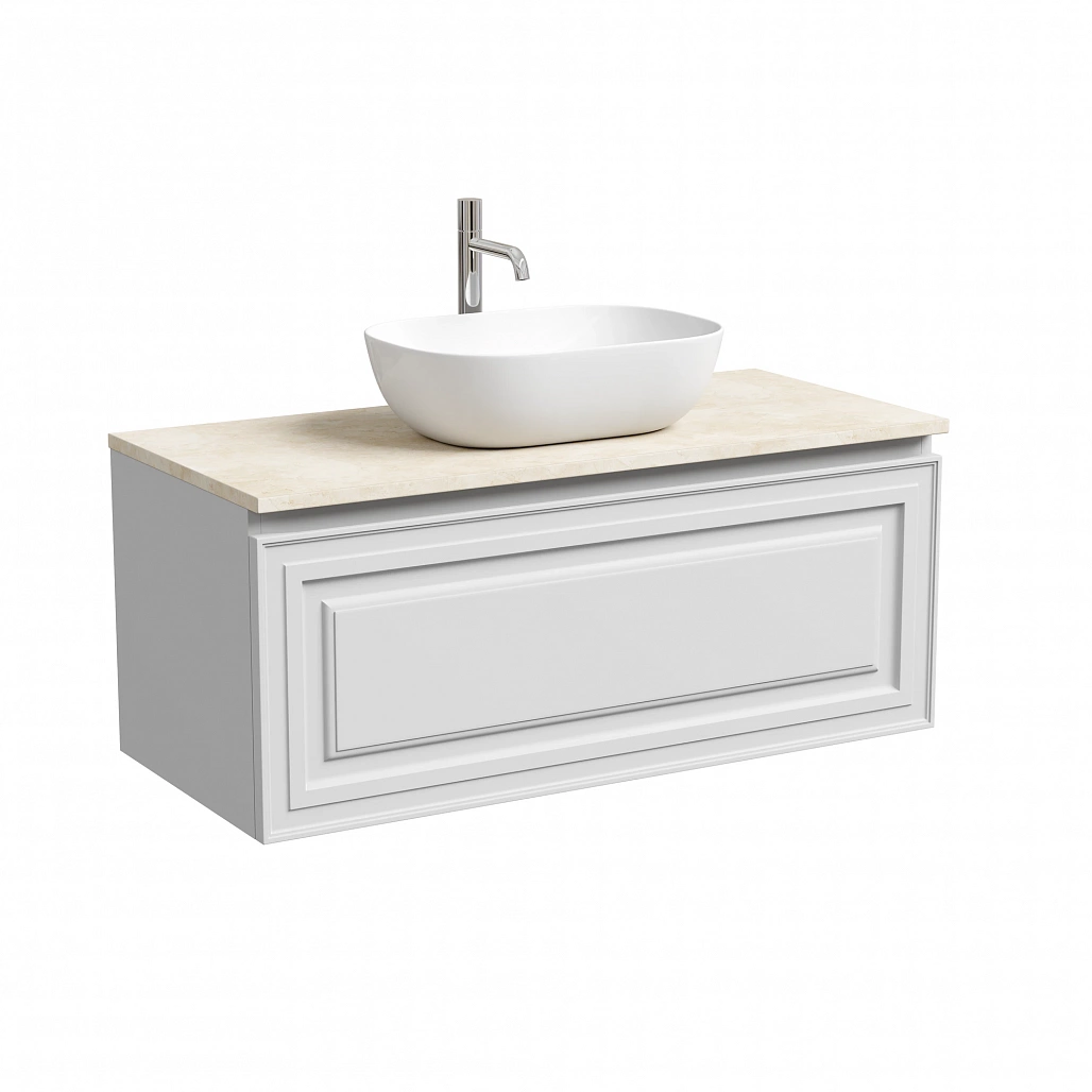 Тумба под столешницу Sancos Самая / Very 99,5x44,5x40,6 подвесная, белый матовый / bianco, столешница с отверстием под смеситель, креман / kreman — МЕБ009979 — фото 1