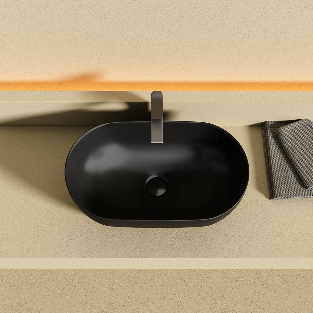 Раковина накладная Ceramicanova Твист / Twist 50x30x14 без перелива, овальная, черный матовый — РАК010096 — фото 6