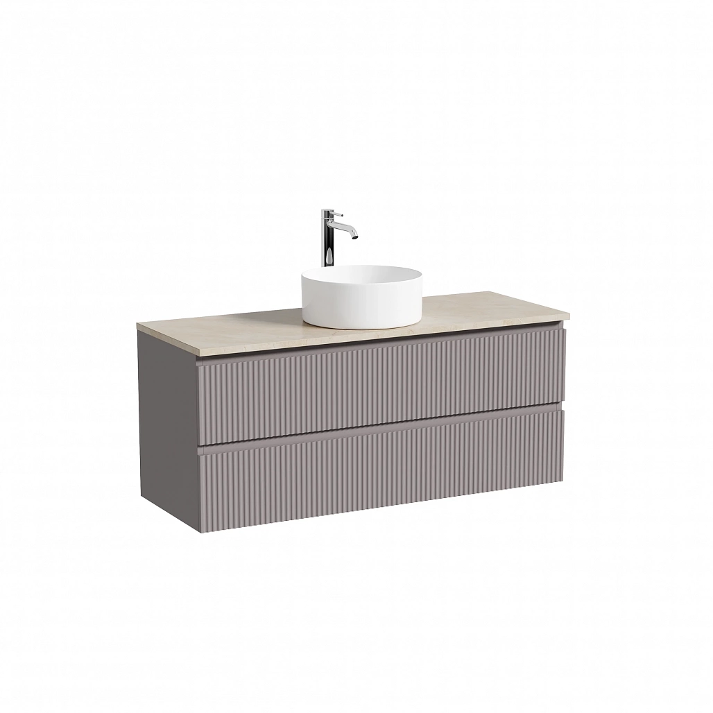 Тумба под столешницу Sancos Сноб Р / Snob R 119,5x44,5x50 подвесная, пыльная роза / doha soft, столешница с отверстием под смеситель, креман / kreman — МЕБ009838 — фото 1