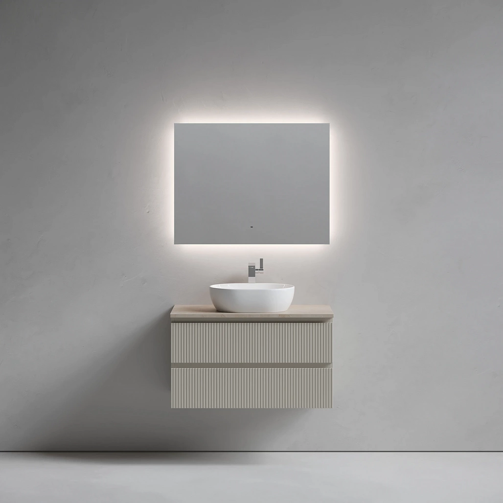 Тумба под столешницу Sancos Сноб T / Snob T 89x44,5x50 подвесная, бежевый матовый / beige soft, столешница с отверстием под смеситель, креман / kreman — МЕБ009926 — фото 2