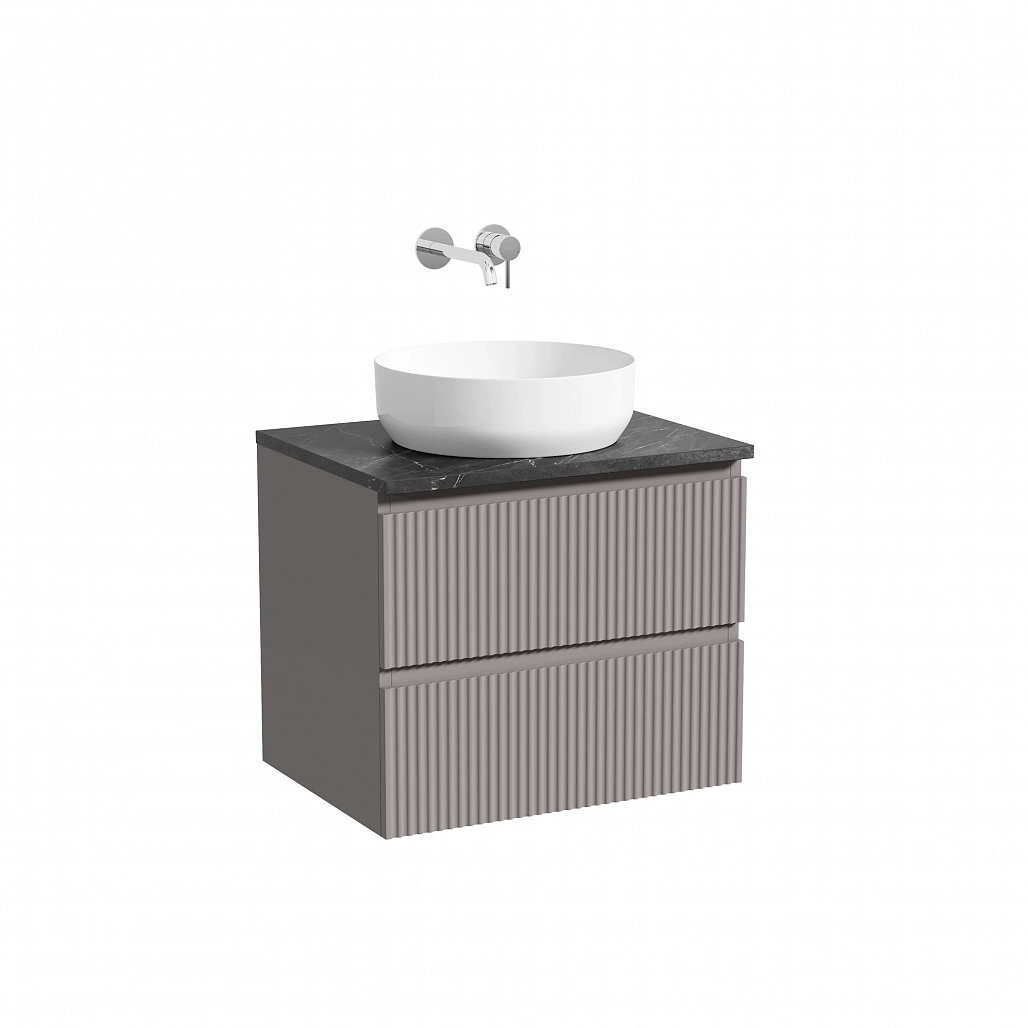 Тумба под столешницу Sancos Сноб Р / Snob R 59x44,5x50 подвесная, белый матовый / bianco, столешница без отверстия под смеситель, черное небо / black sky — МЕБ009841 — фото 1